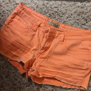 Neon Orange stretch cutoff  jean shorts sz 9